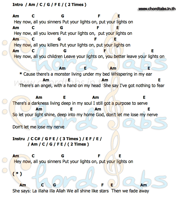 Put Your Lights Onคอร์ด คอร์ด Put Your Lights On Santana