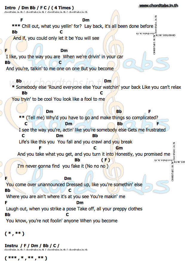Complicated Avril Lavigne Guitar Chords