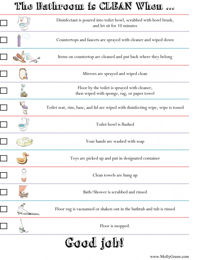 Bathroom Chart Chore Chart FREE Printable
