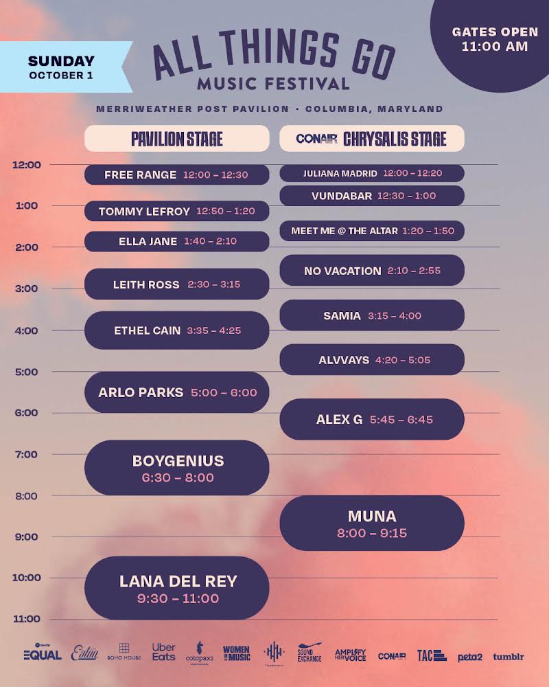 All Things Go Festival Set Times Announced • chorus.fm