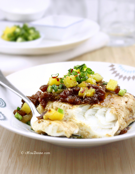 Broiled Halibut with AsianStyle Pineapple Sauce cHow Divine