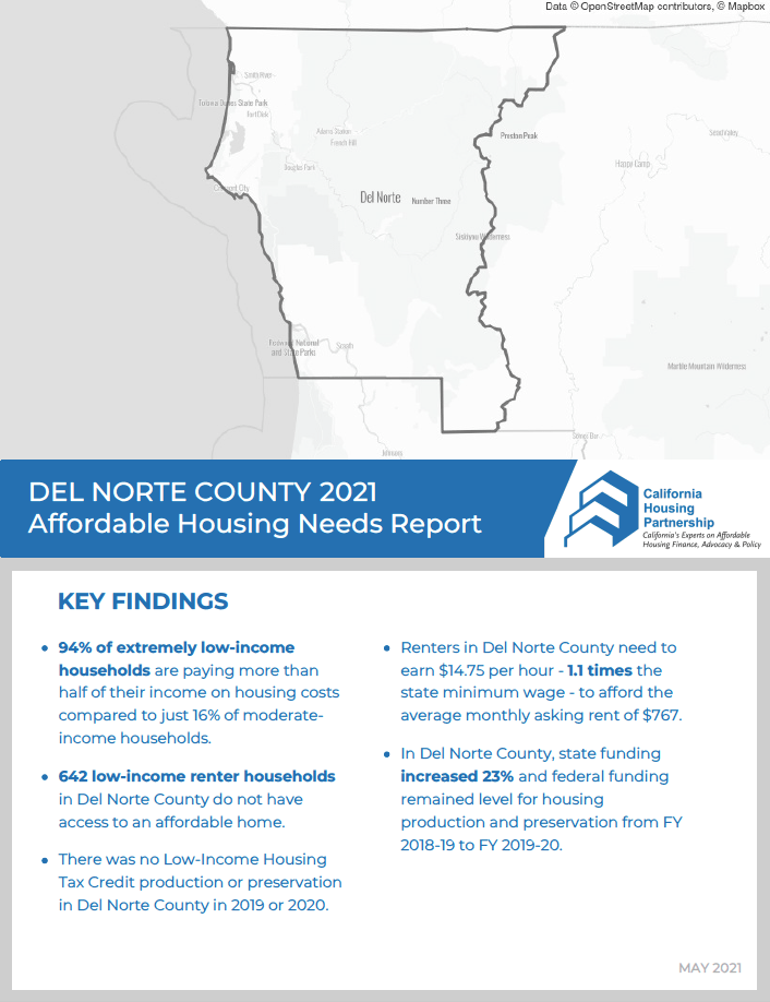 Del Norte County Housing Need Report 2021 California Housing Partnership