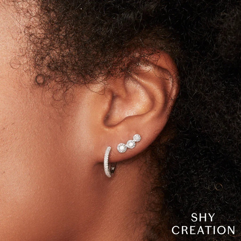 Shy Creation Diamond Pave Hoop Earrings 0.21 CT SC55004582