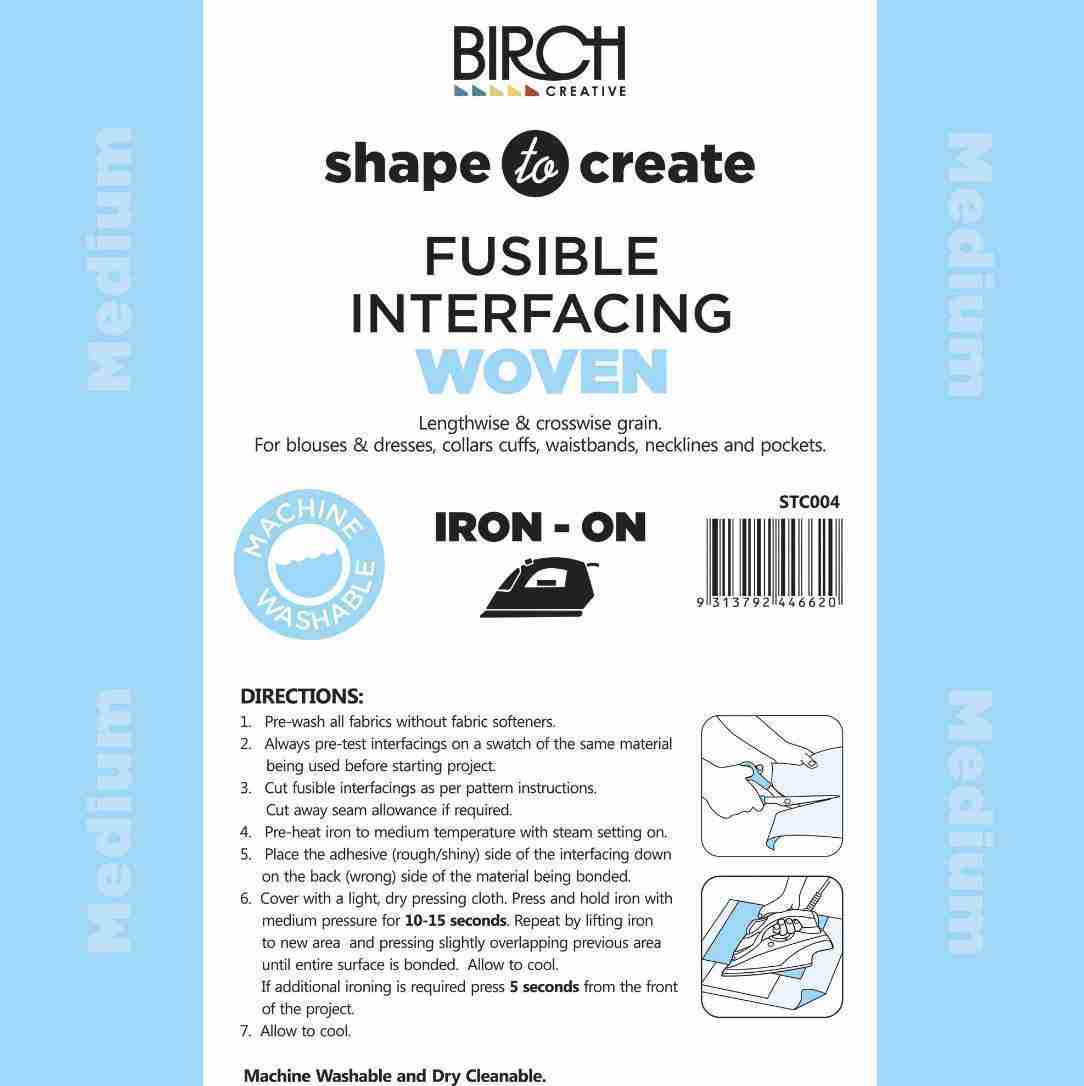 Birch Shape To Create Iron On Woven Fusible Interfacing Medium Weight