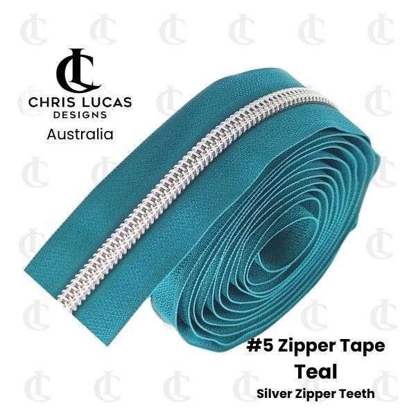Zipper Tape With Silver Teeth Teal Chris Lucas Designs Bag Making