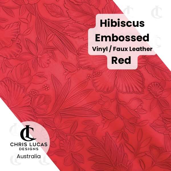 Hibiscus Embossed Vinyl Faux Leather Red Chris Lucas Designs Bag