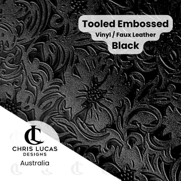 Embossed Tooled Vinyl Faux Leather Black Chris Lucas Designs Bag Making Supplies Australia