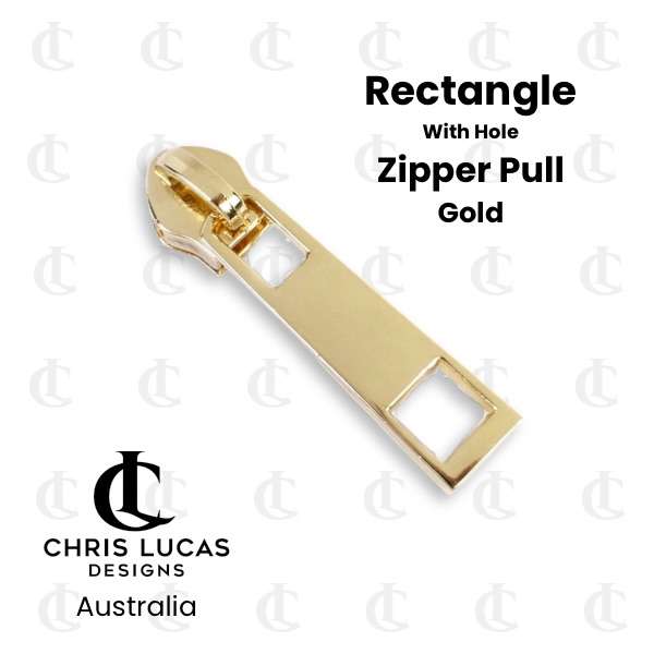 Rectangle Zipper Pull With Hole Gold Chris Lucas Designs Bag