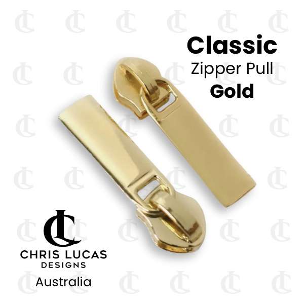 Classic Zipper Pulls Gold Chris Lucas Designs Bag Making Supplies