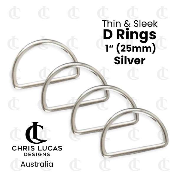 DRings 1” (25mm) Thin & Sleek Silver Chris Lucas Designs Bag Making Supplies Australia