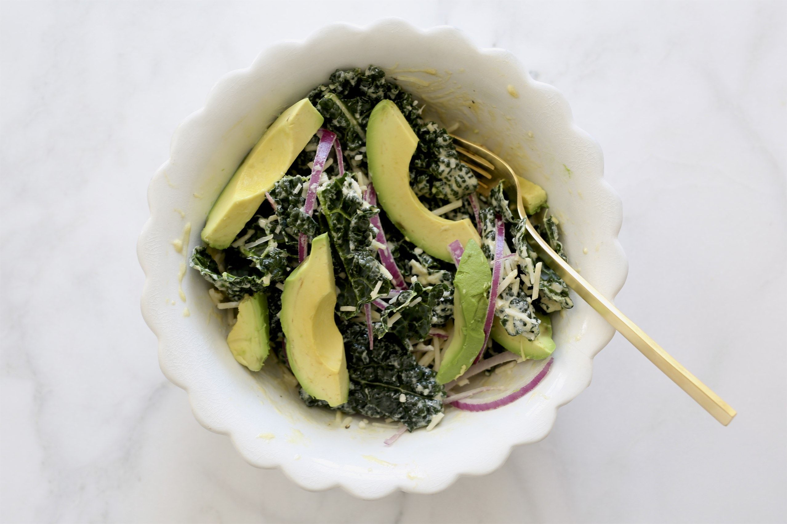 Kale Avocado Salad with Yogurt Mustard Dressing Chrissy Carter