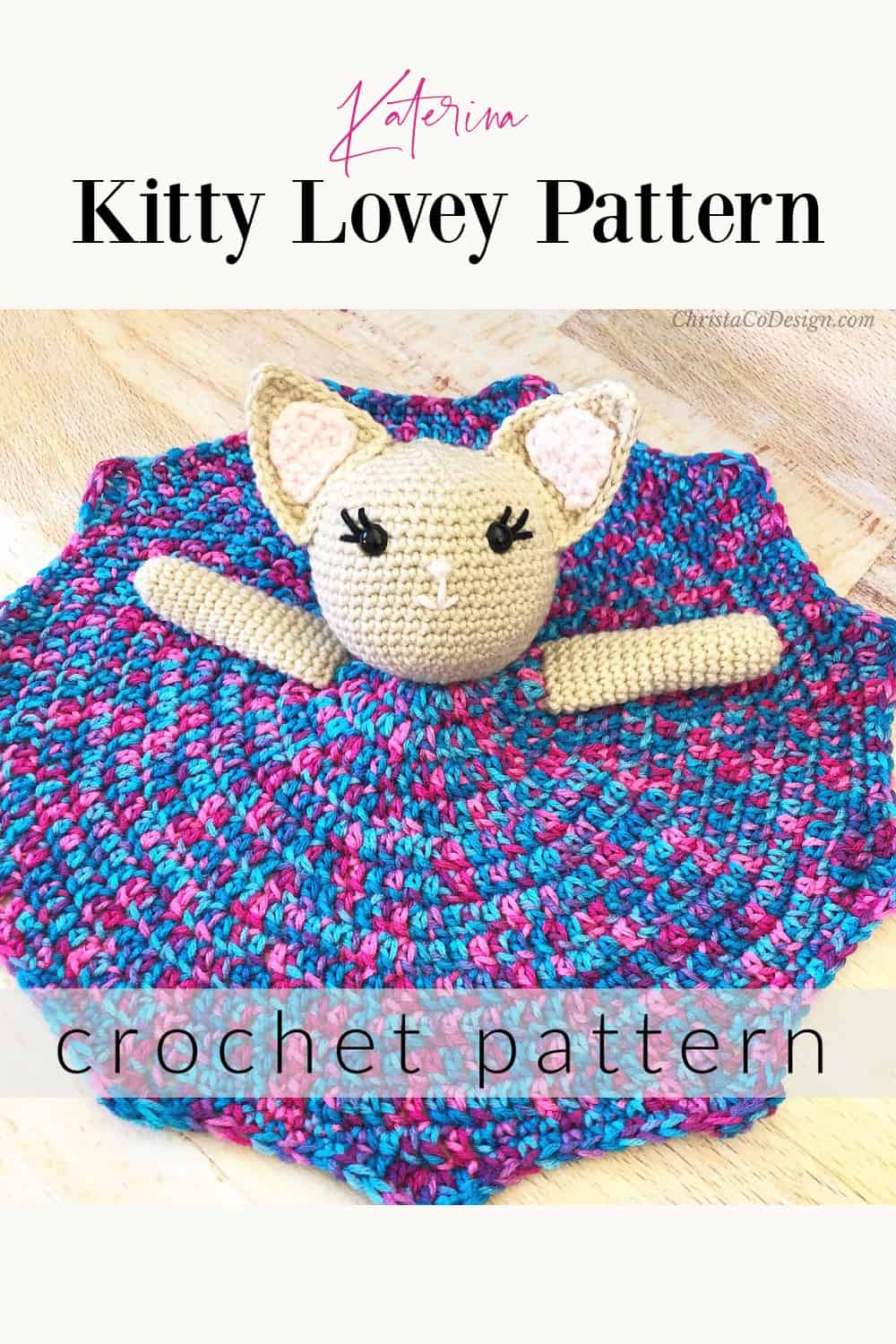 Crochet Cat Lovey Pattern Katerina Kitty Cat Lovey ChristaCoDesign