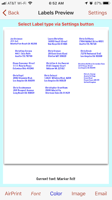 print labels from iphone