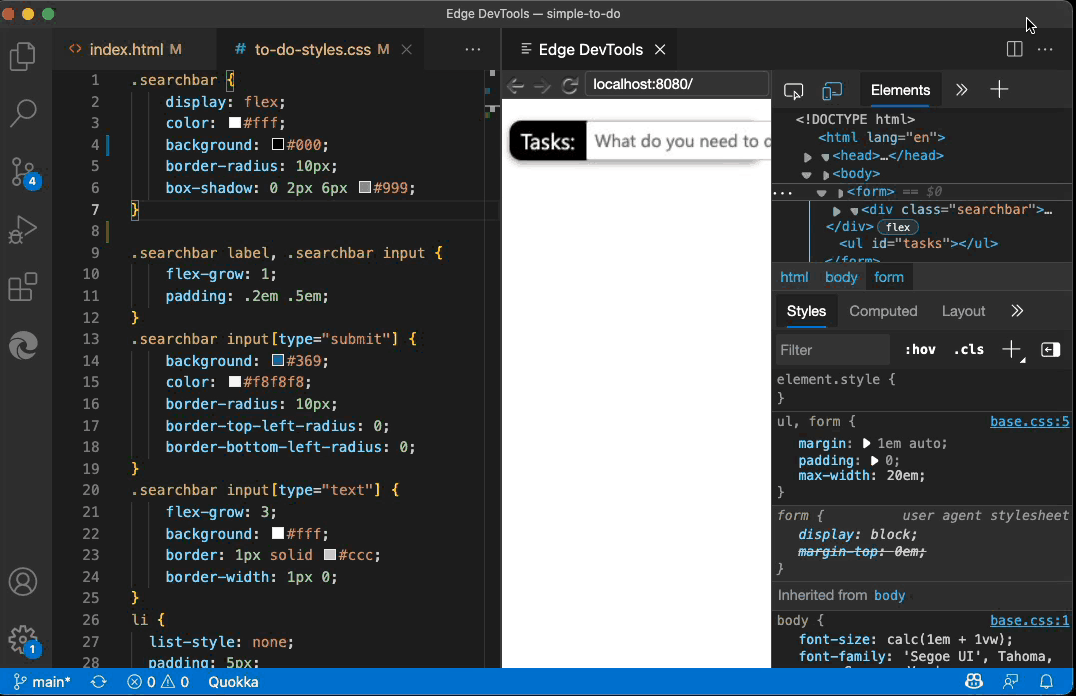 CSS Mirror Editing in Edge DevTools for VS Code Christian Heilmann