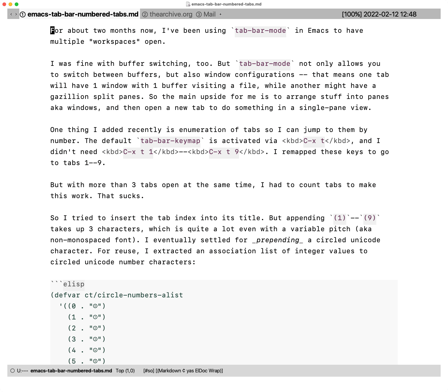 Add Numbers to Emacs tabbarmode Tab Titles for Quick Access LaptrinhX