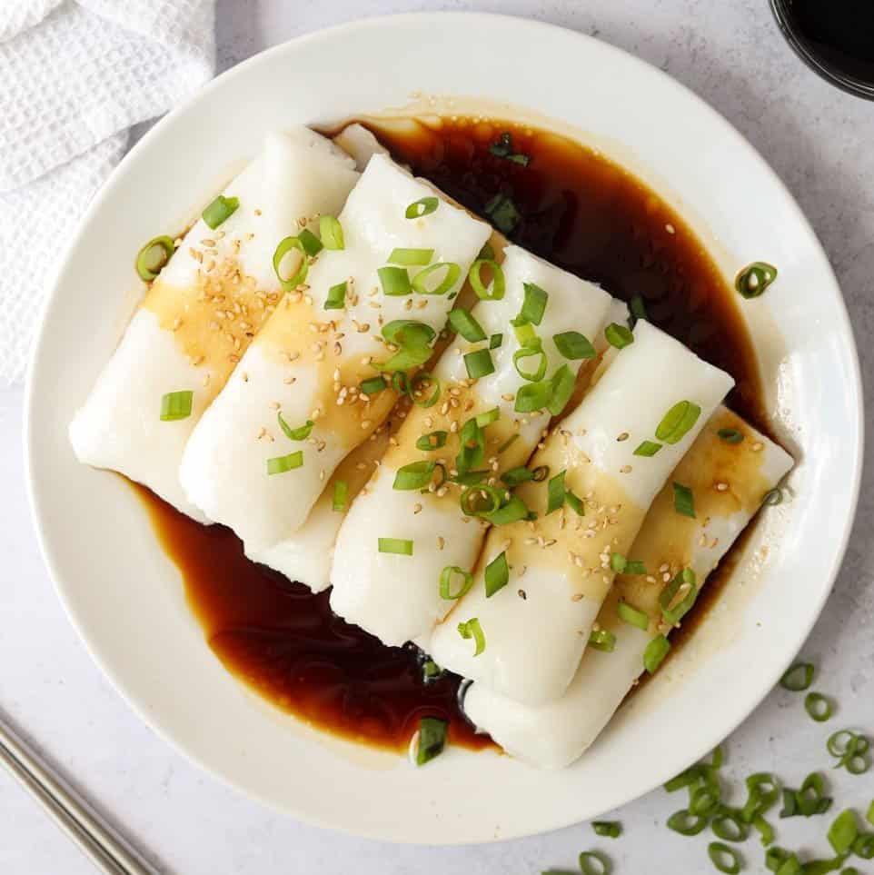 Rice Noodle Rolls Cheung Fun (Vegan) Christie at Home