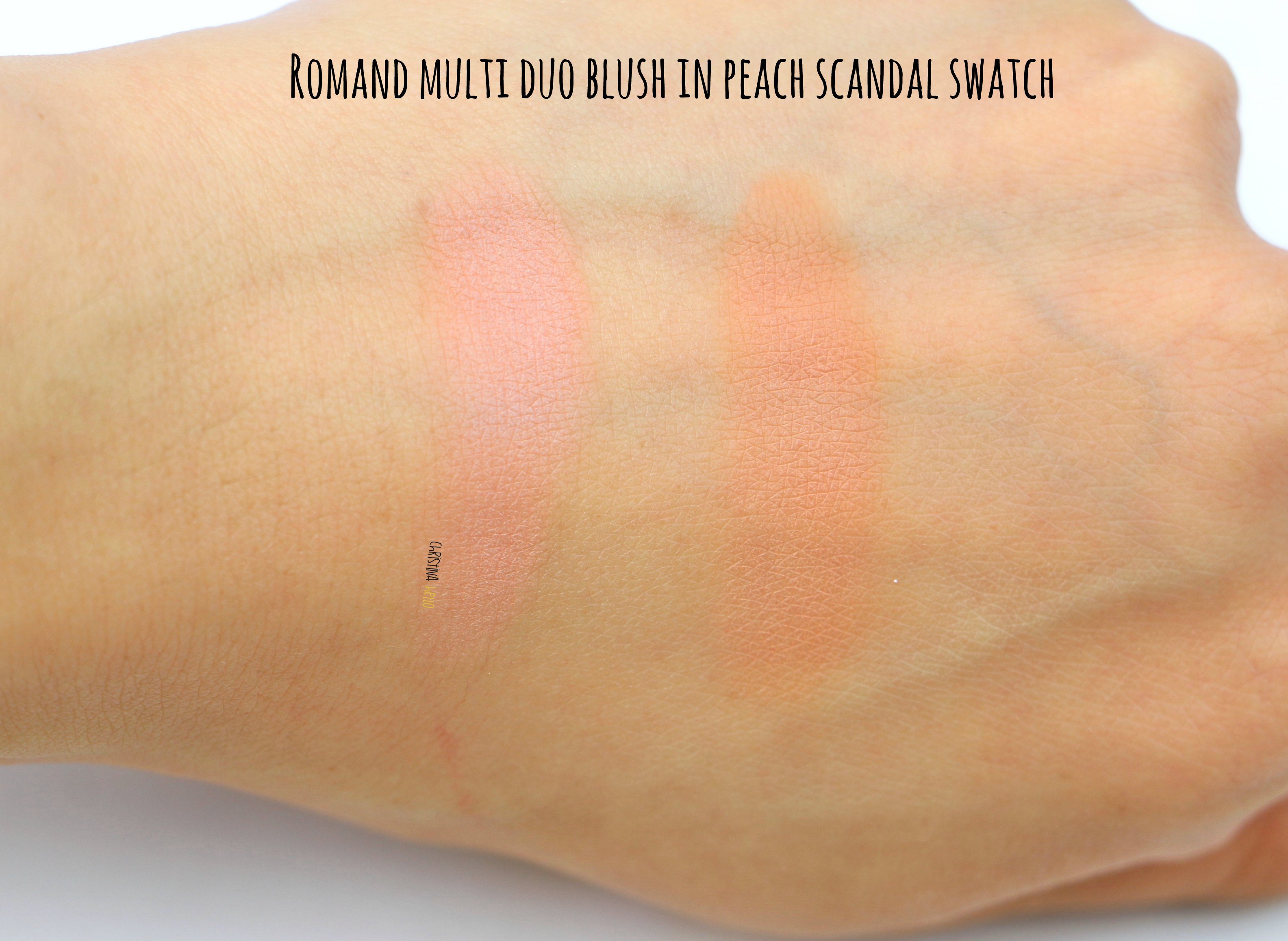 Romand multi duo blush in peach scandal Review + swatches Christinahello