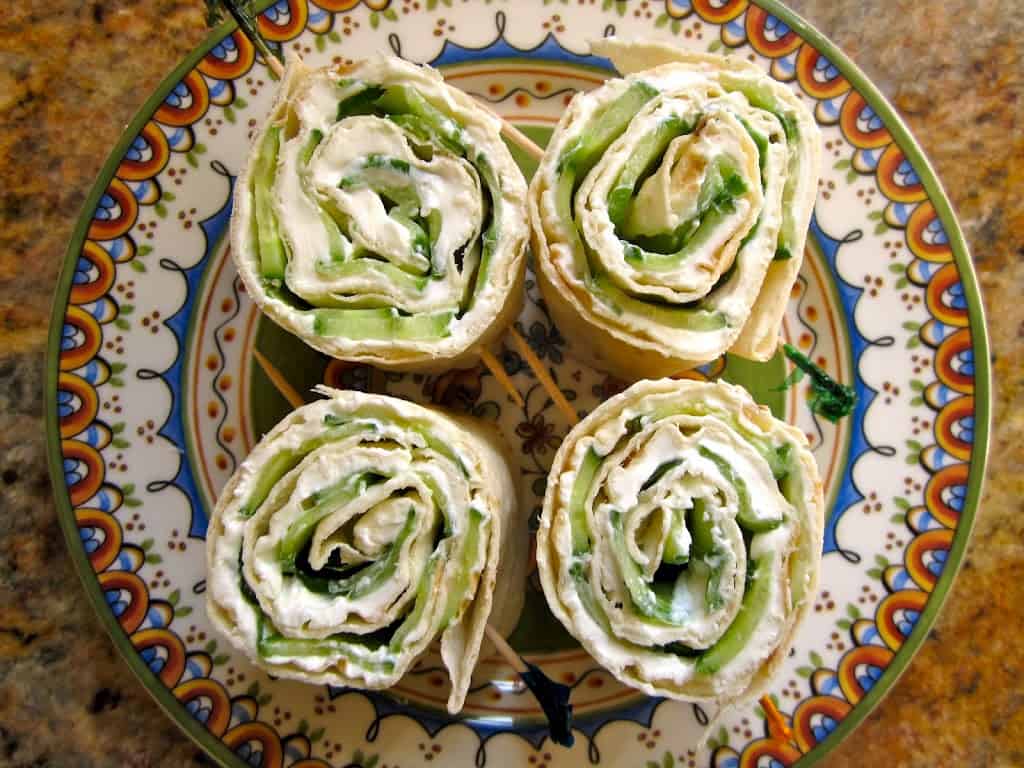 Cucumber and Cream Cheese Sandwich Rolls (with Lavash Bread