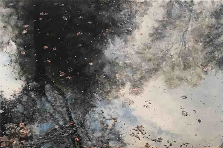 Christine Pique, peintre. Série "Source". 4. Rêverie. Huile sur carton entoilé. 16X24cm. 2012
