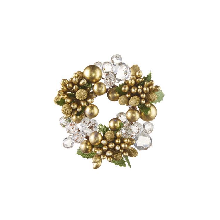 Mini Wreath Candle Ring Gold Crystal Tiaro Christmas Cottage