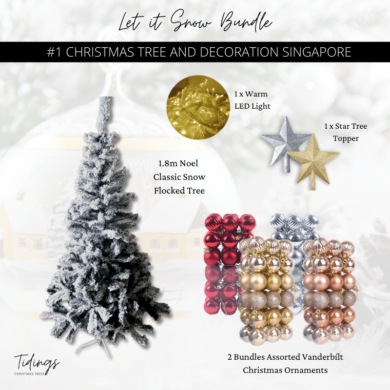 Snow Flocked Tree Bundle 1.8M Tidings Christmas Tree SG