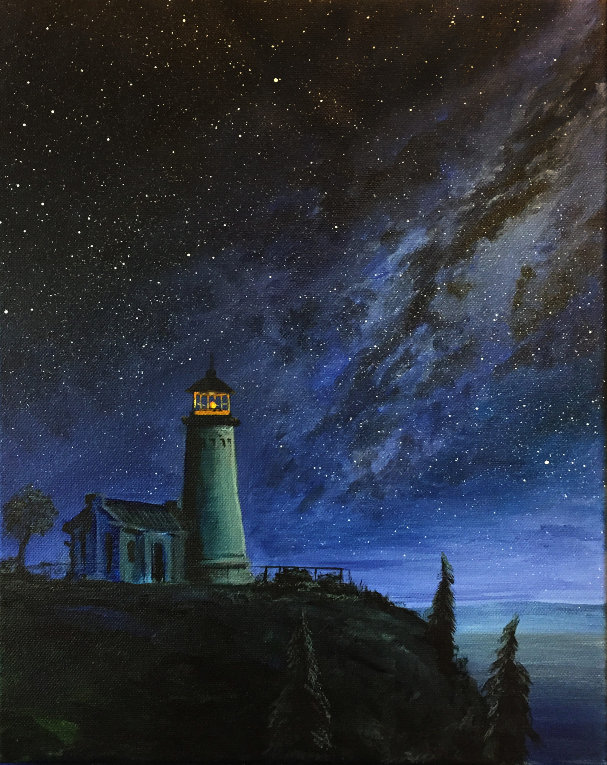 North Head Lighthouse and Milky Way Space Art by Christopher Doll