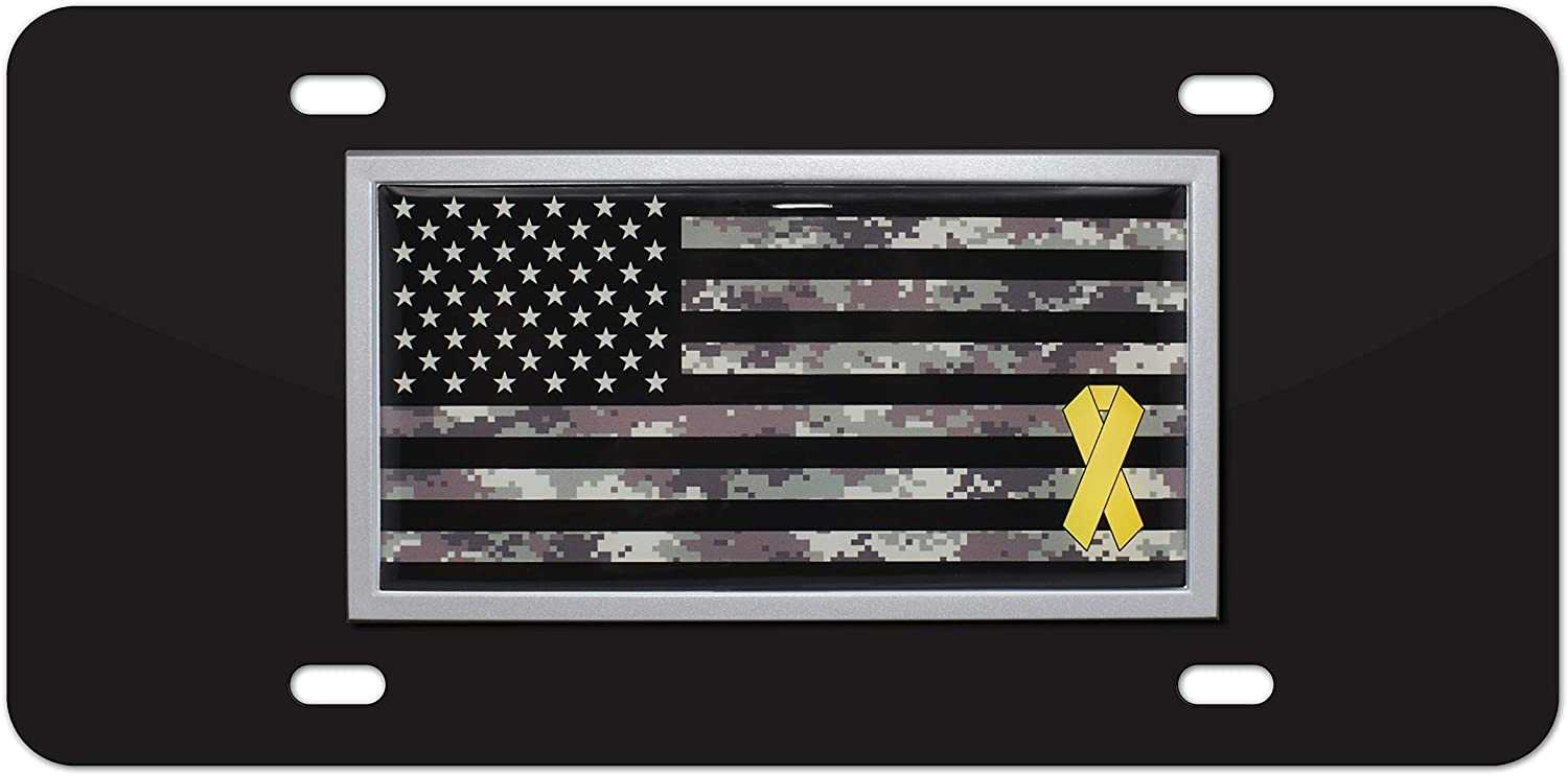 Charitable Support Our Troops Camo Flag Black License… Elektroplate