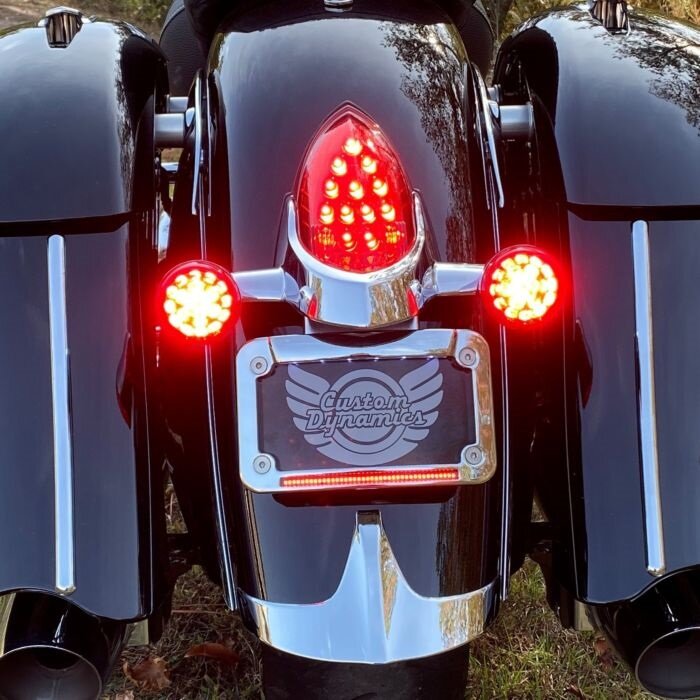 Indian Motorcycle Curved License Plate frame with LED Brake Light