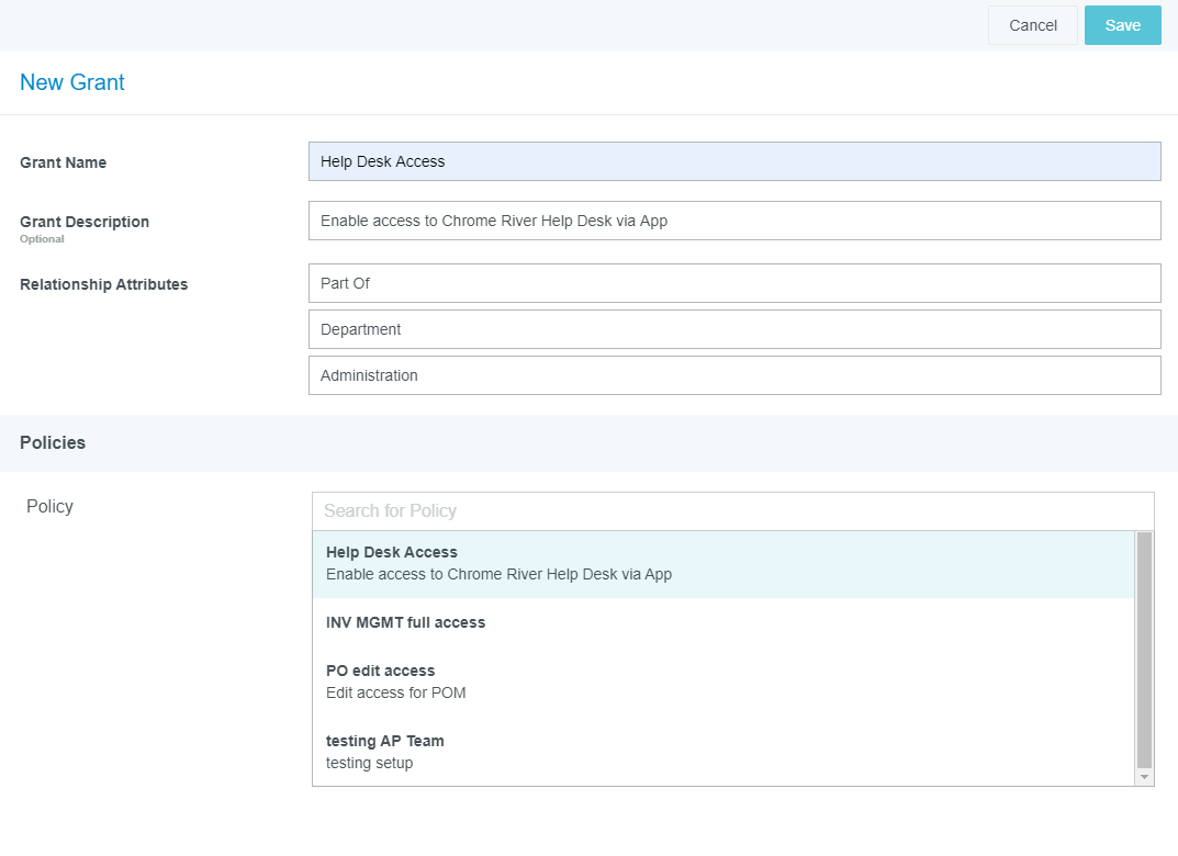 Access Permissions Admin Screen Chrome River Help Center