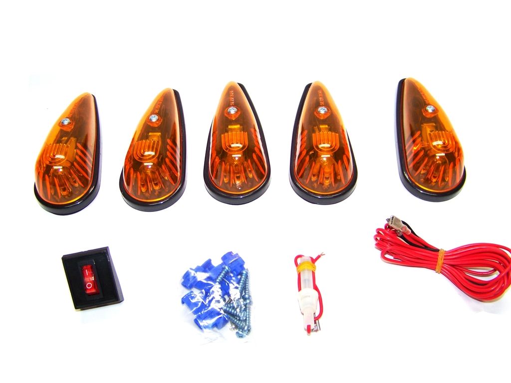 5 Pc Amber Teardrop Cab Light Kit