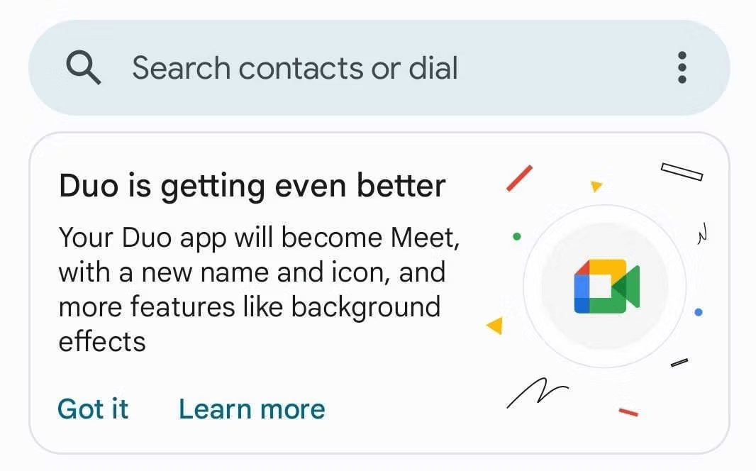 Google Duo informs users it will soon Google Meet