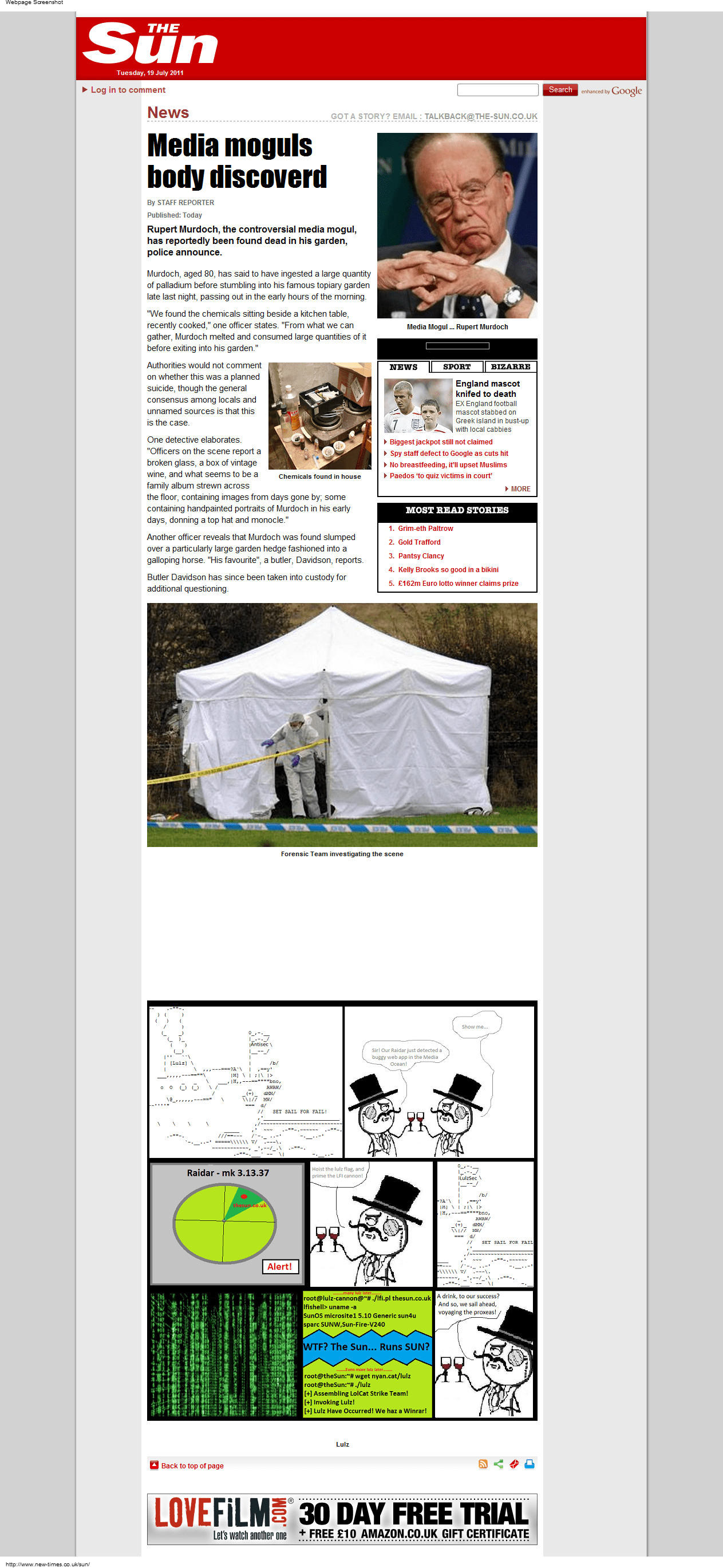 MEDIA MOGUL'S BODY DISCOVERD — Chronicle