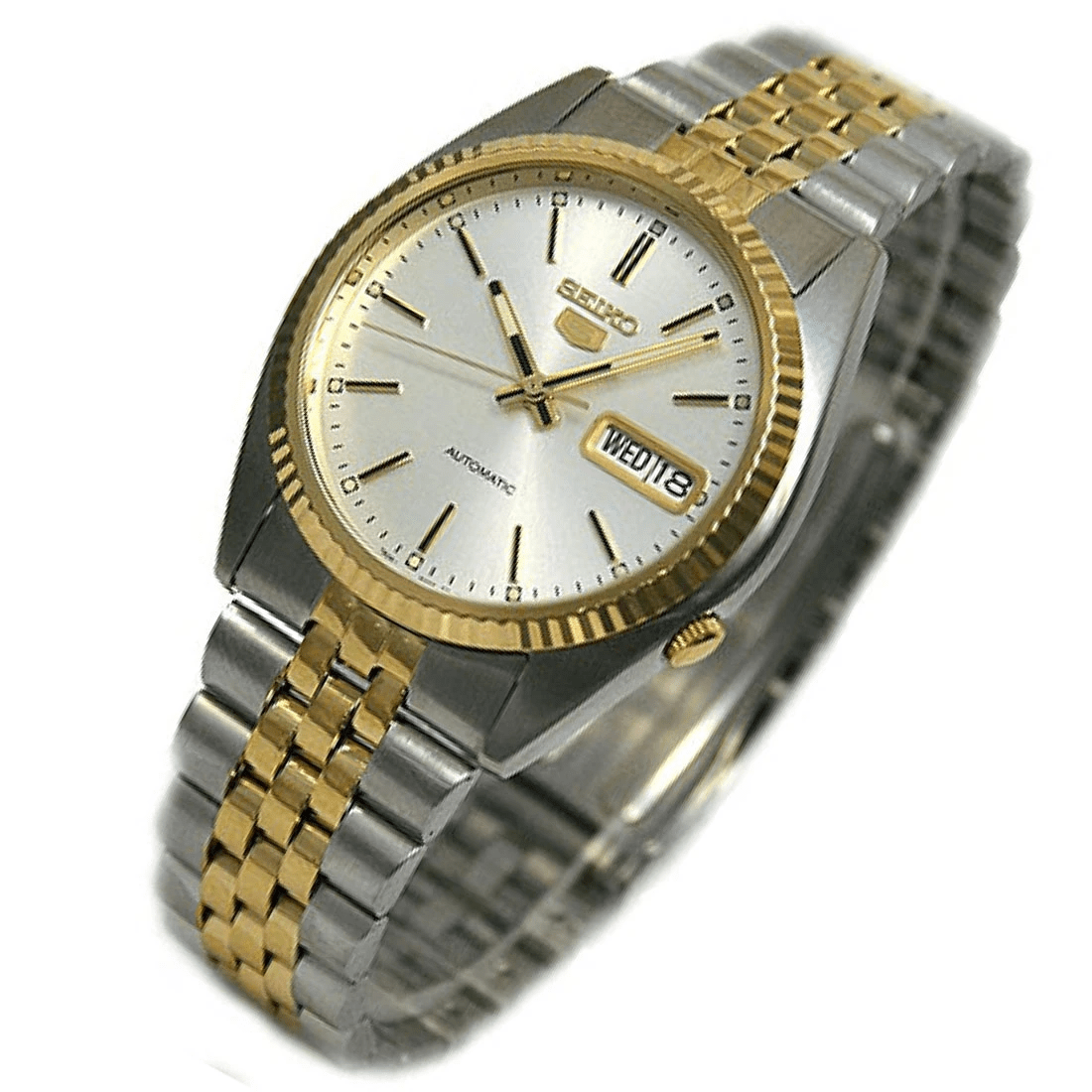 Seiko 5 SNXJ90 Datejust Dress Gold Silver Chronospride