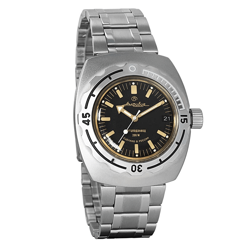 Vostok Amphibian 090679 Black Russian Diver Mechanical Mens Watch