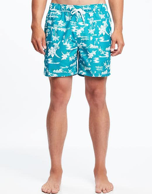 Old Navy Teal Printed Swim Trunks Chubstr