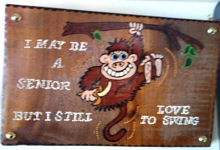 Swinging Monkey, Wooden Wall Decor Chuck Bartok
