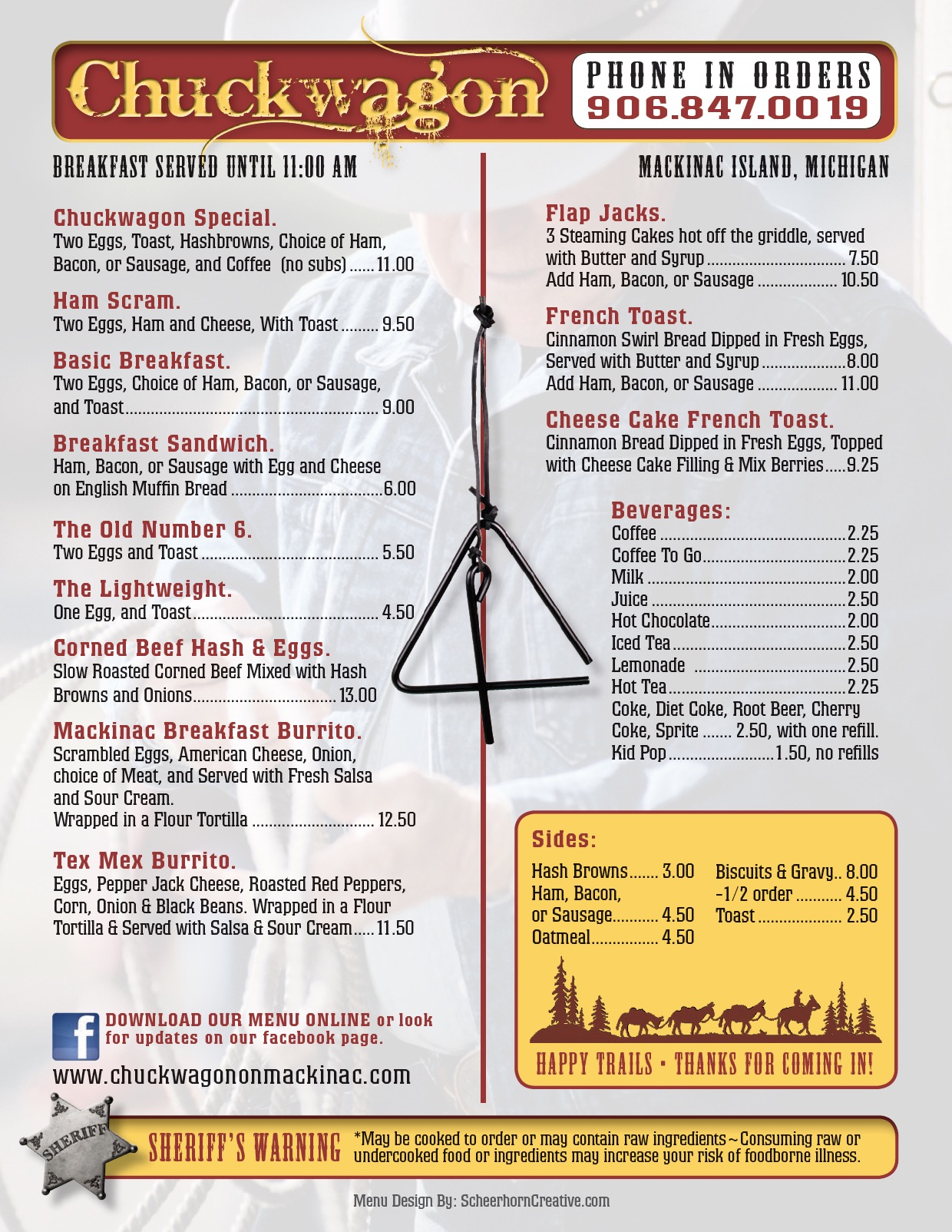 Enjoy our delicious menu items and specials at the Chuckwagon