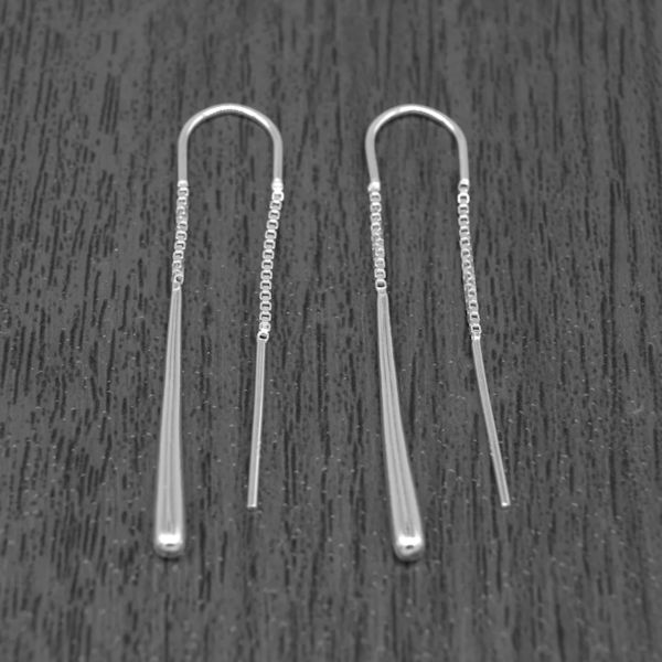 Sterling Silver Long Droplet Threaders Chunkydory Jewellery