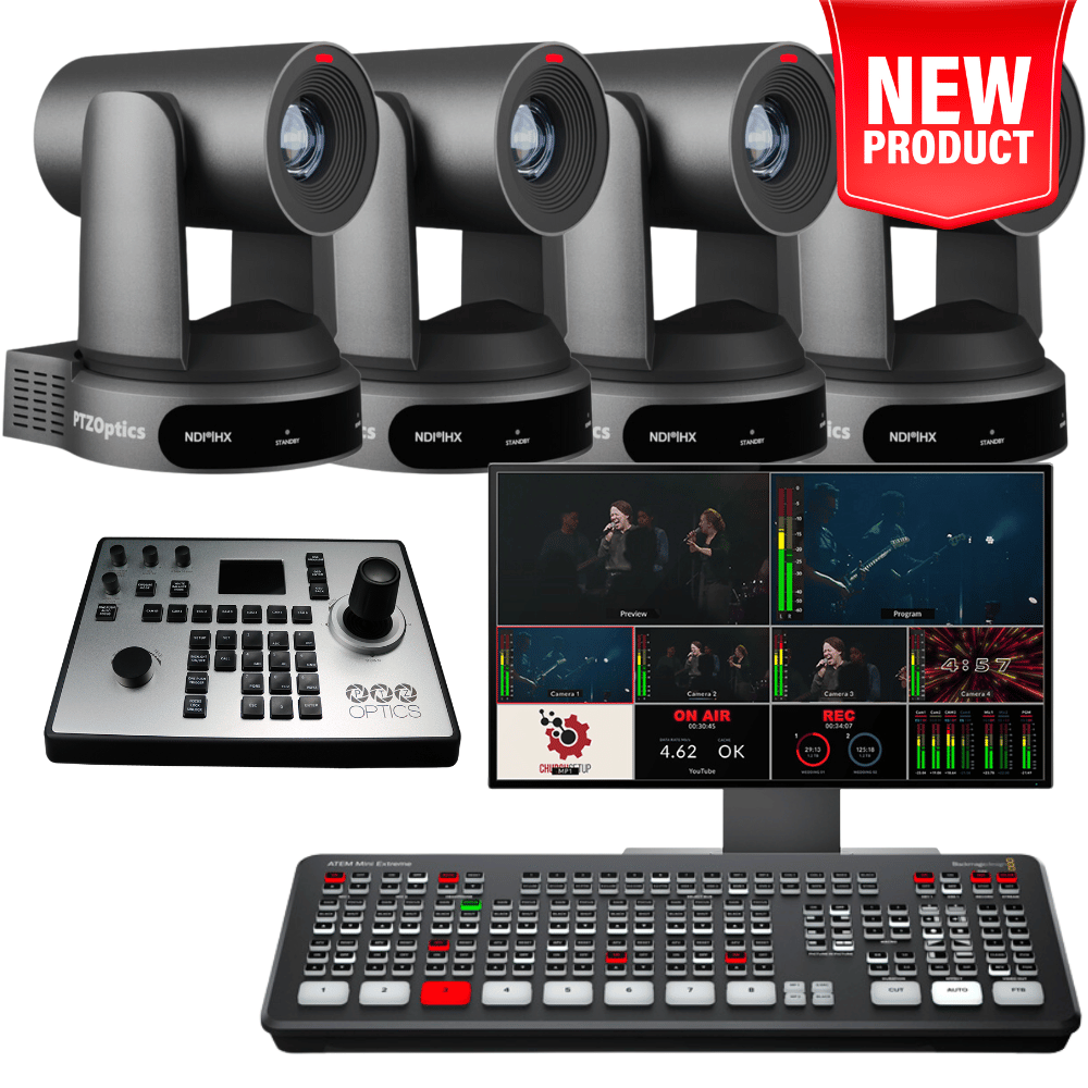 PTZOptics 3Camera Move 4K PTZ 30X Zoom Streaming Kit (ATEM Mini Pro