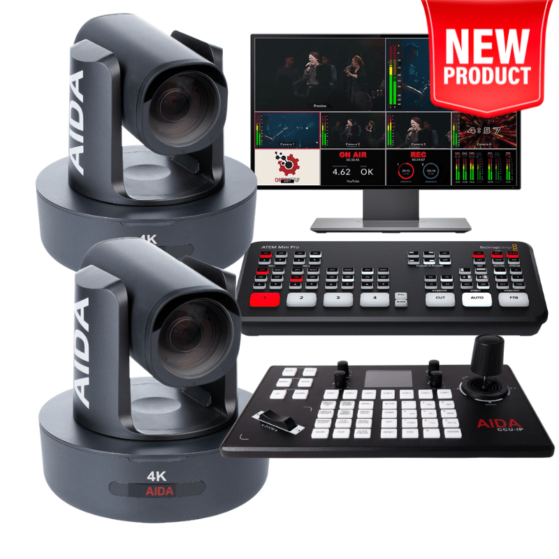 AIDA 2Camera 4K PTZ 30X Zoom Streaming Kit (ATEM Mini Pro) Church
