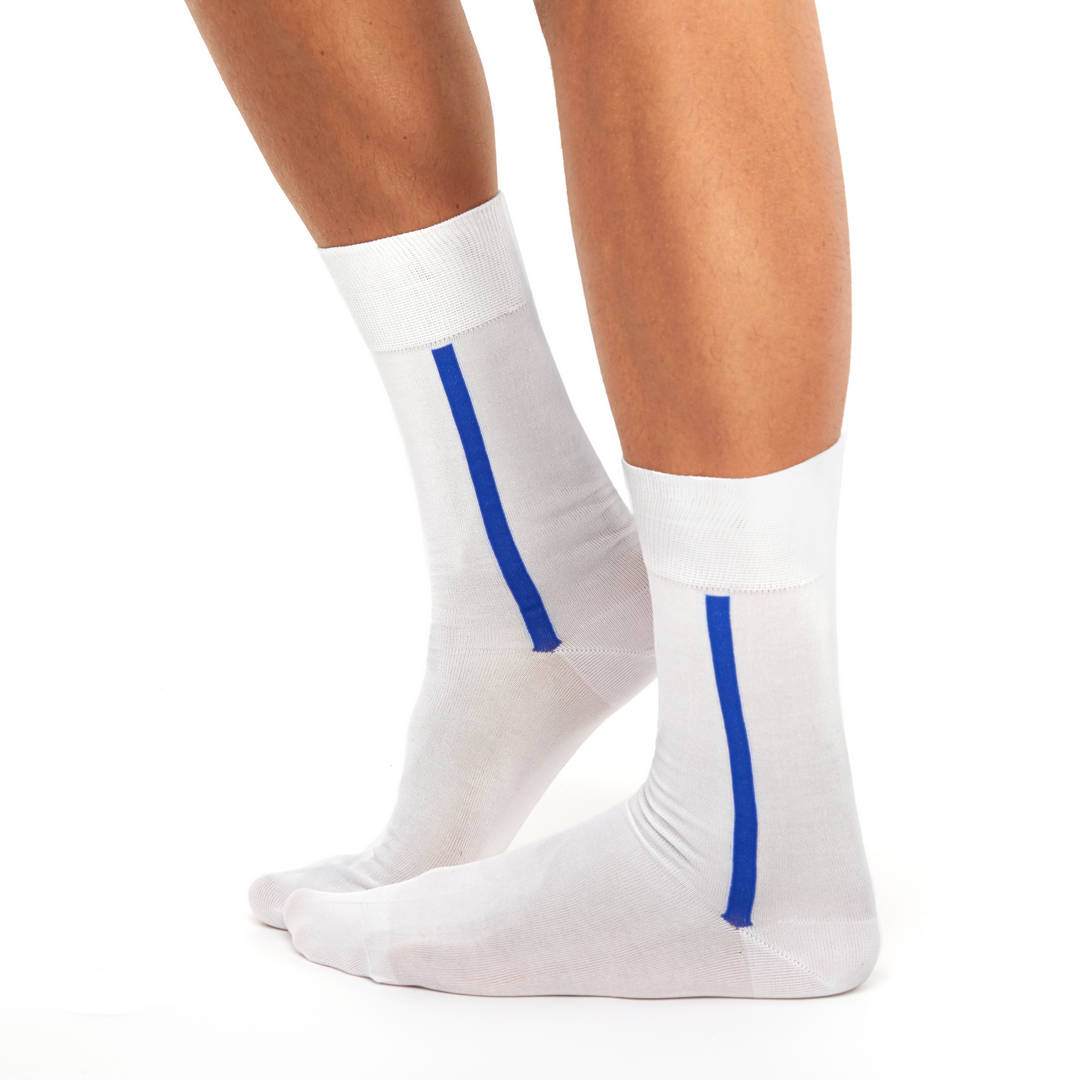 Men’s white mercerized cotton long socks Chusette