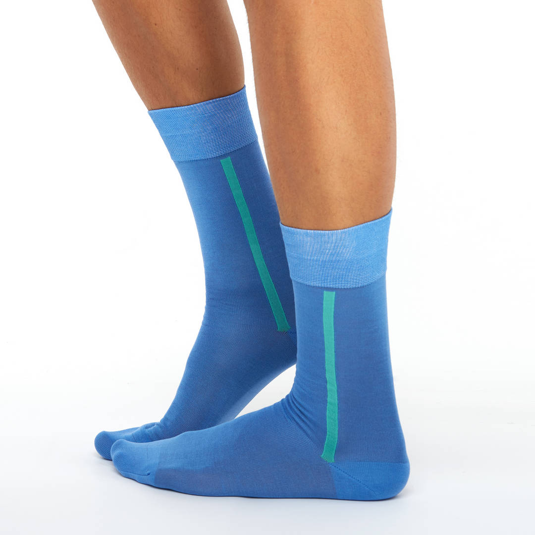 Men’s thin cotton light blue long socks Chusette