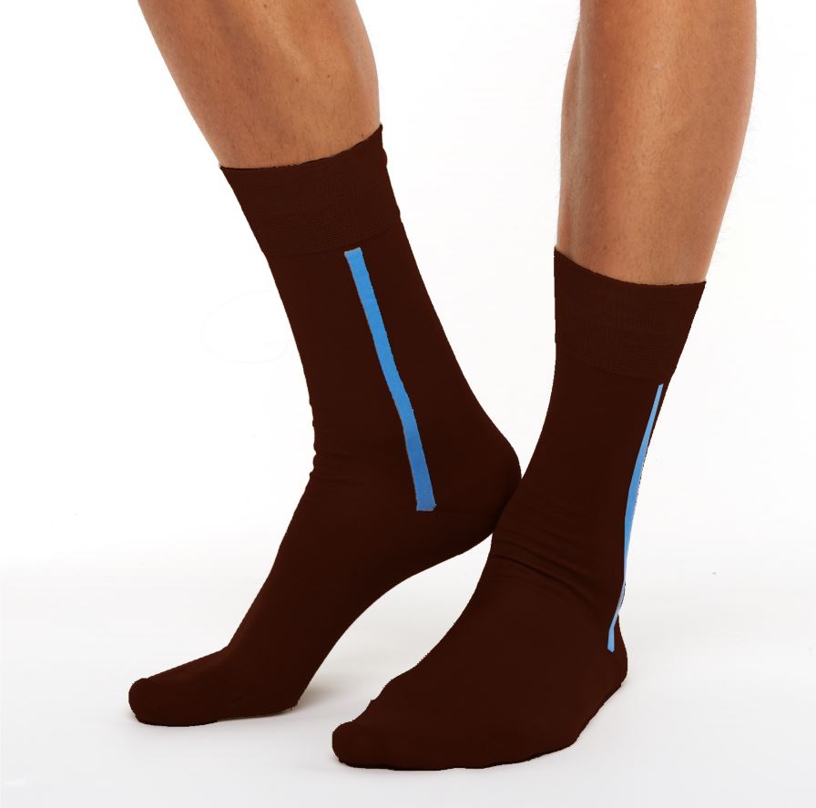Men’s mercerized cotton long socks brown Chusette
