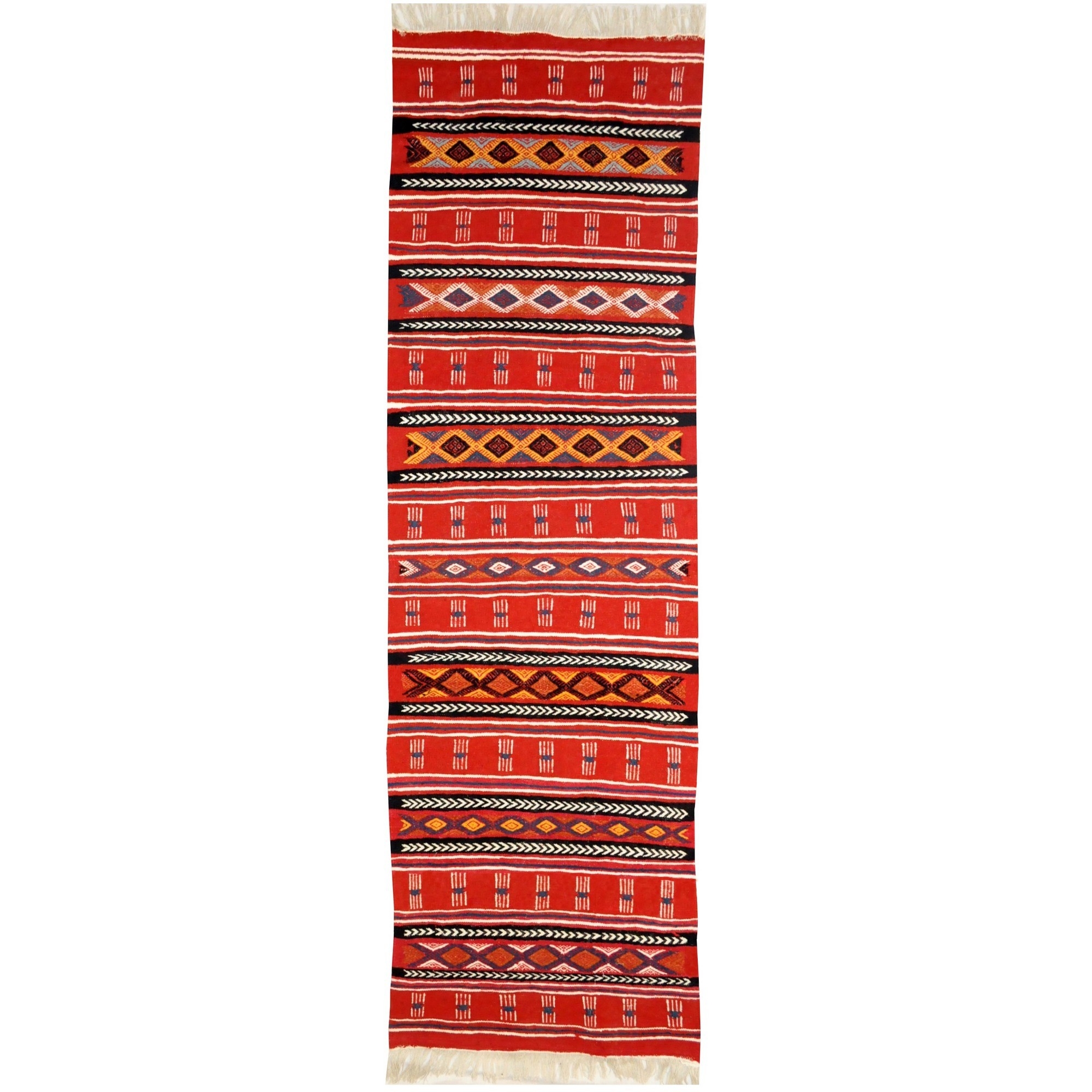 Teppich Kelim lang Babmnara 60x200 Rot (Handgewebt, Wolle, Tunesien)