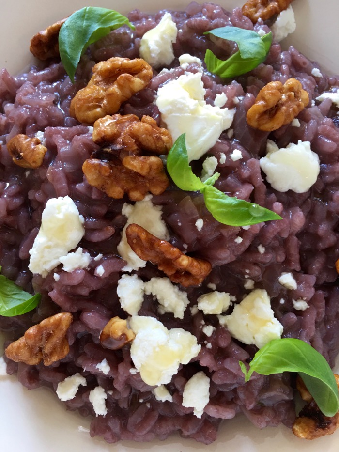 Red Wine Risotto Recipe with Goat Cheese & Candied Walnuts • Ciao