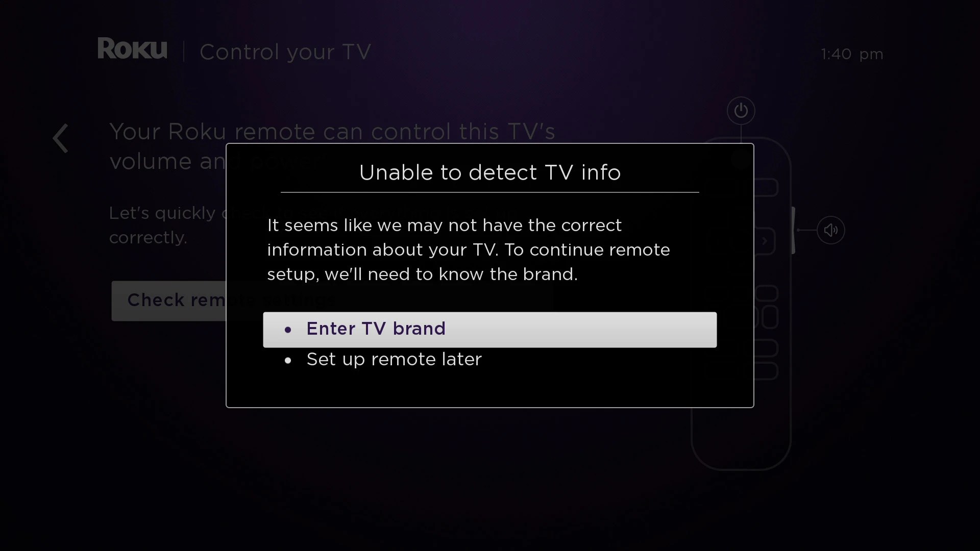 How do I set up my Roku® enhanced remote to control my TV? Official