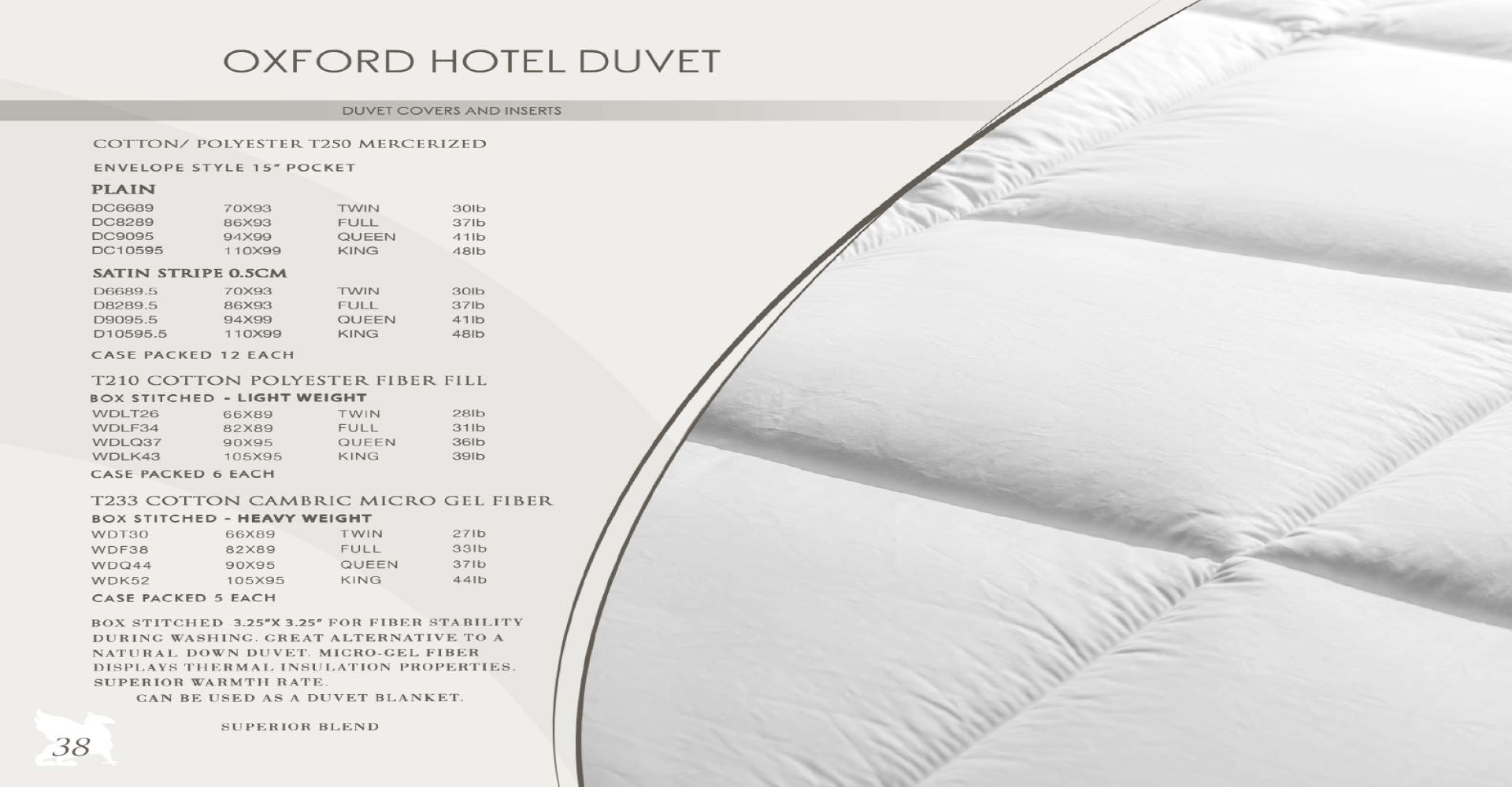 Oxford Hotel Duvets and Duvet Covers CIL
