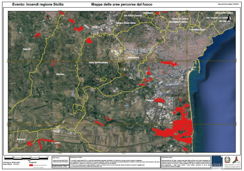 Mapping of fires in Sardinia and Sicily CIMA Research Foundation