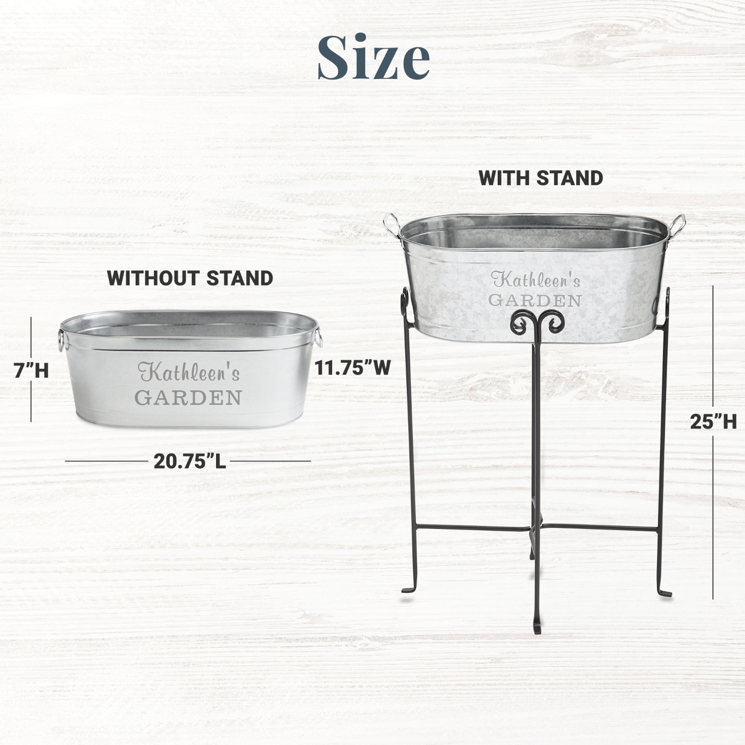 VintageStyle Galvanized Personalized Planter Tub at