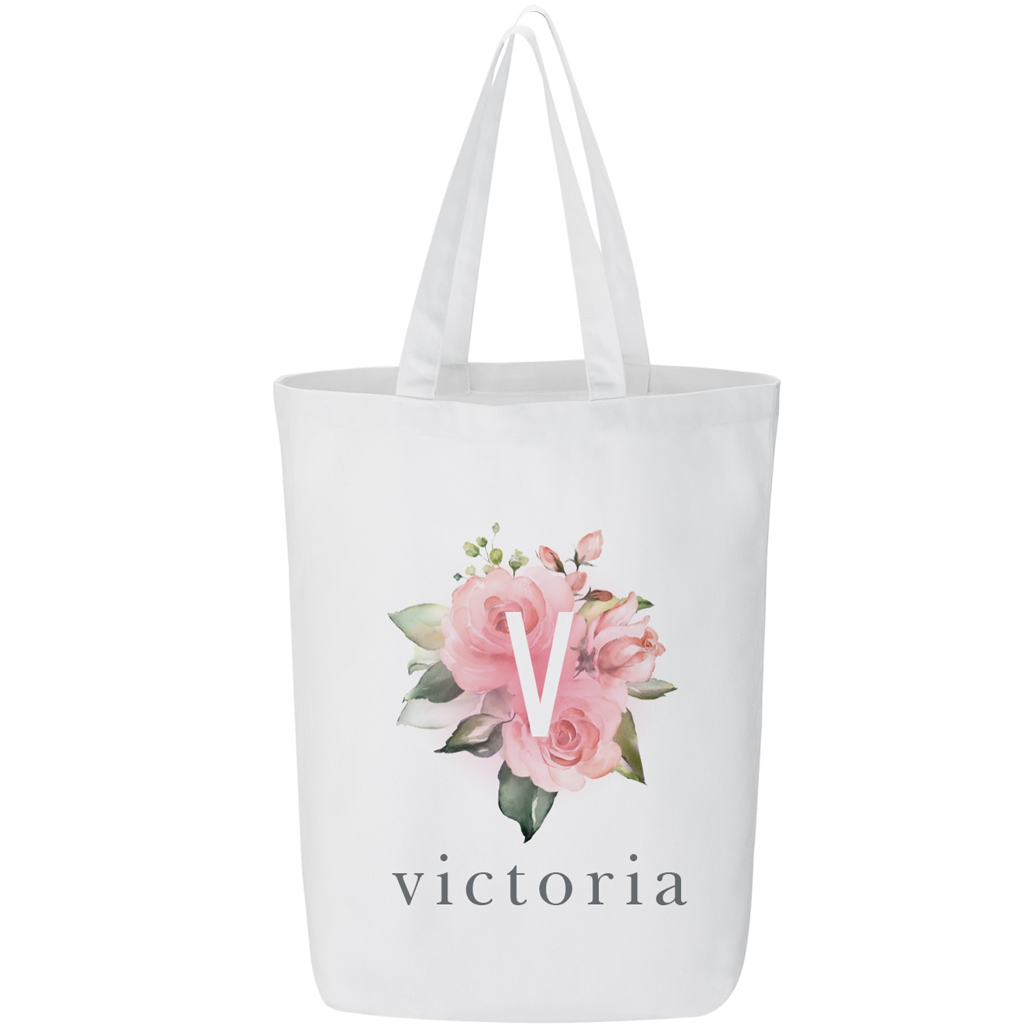 Pink Blossom Personalized Initial Tote at